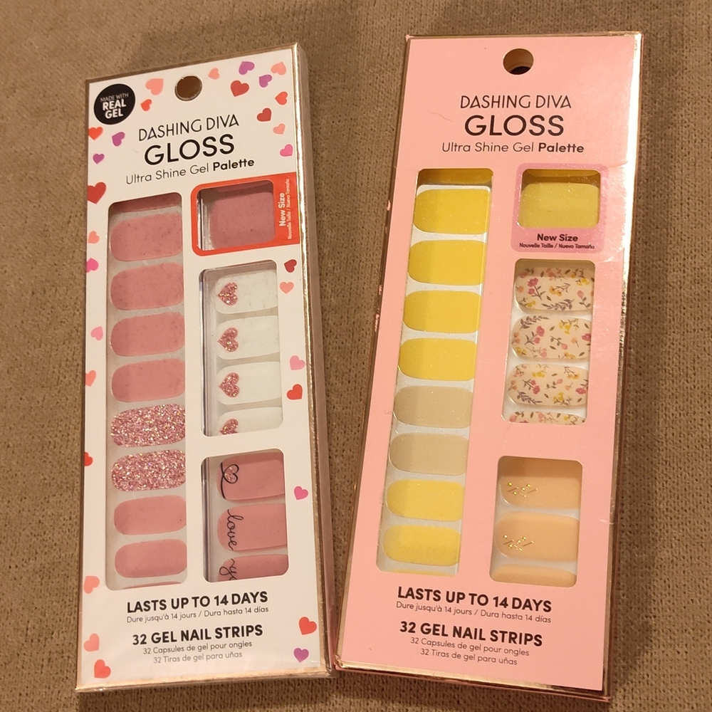 NWT! Dashing Diva Gloss Ultra Shine Gel Palette - Pink and Yellow Designs